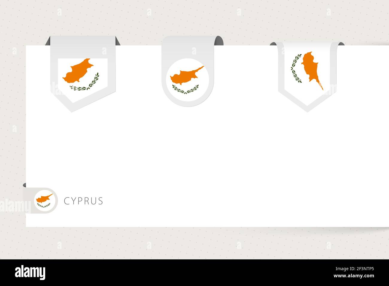 Label flag collection of Cyprus in different shape. Ribbon flag