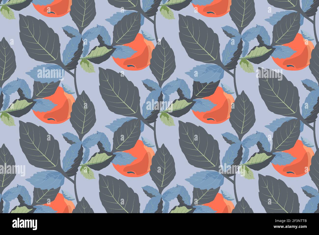 Art floral vector seamless pattern with winter apples. Stock Vector