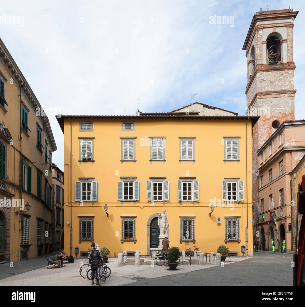 General views of typical Tuscan architecture, houses and shops in Lucca, Tuscany. Stock Photo