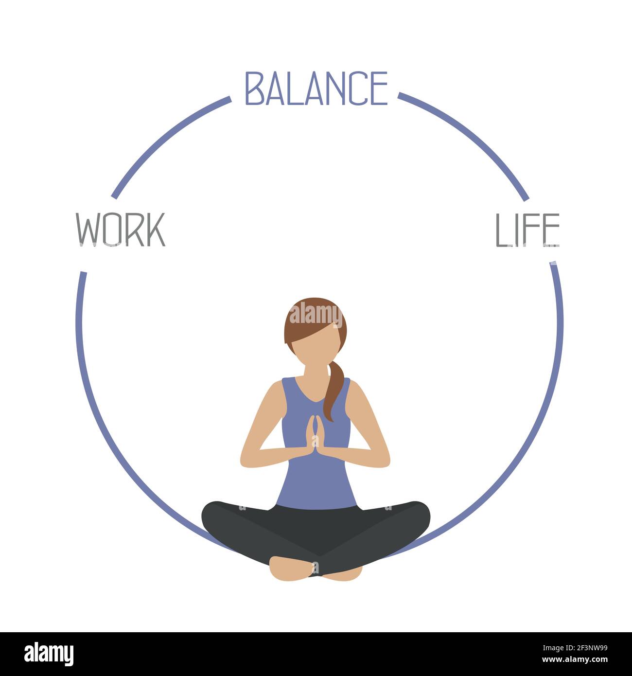 yoga girl work life balance circle healthy lifestyle Stock Vector Image ...