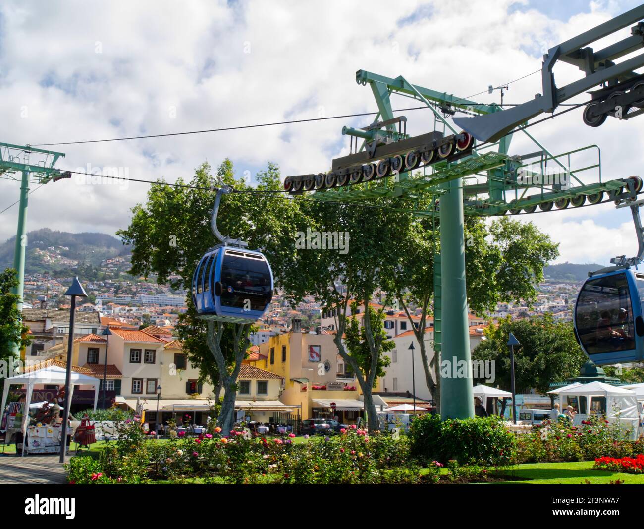 Cable Car enter the lower station in Funchal,Teleférico FunchalMonte