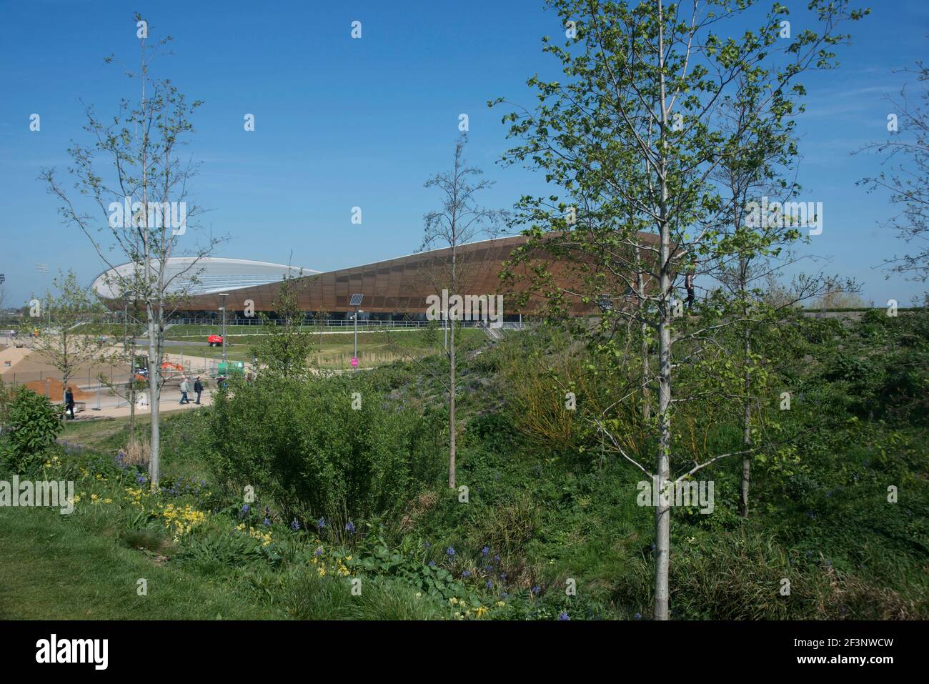 The Velodrome designed by Hopkins Architects,  Queen Elizabeth Olympic Park, Stratford, London, E20, United Kingdom Stock Photo