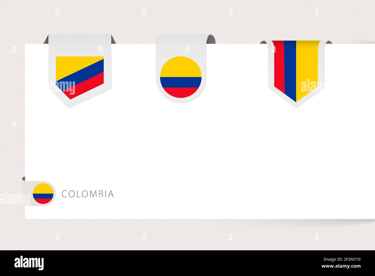 Label flag collection of Colombia in different shape. Ribbon flag ...