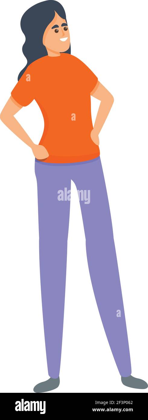 Girl self esteem icon. Cartoon of girl self esteem vector icon for web design isolated on white background Stock Vector