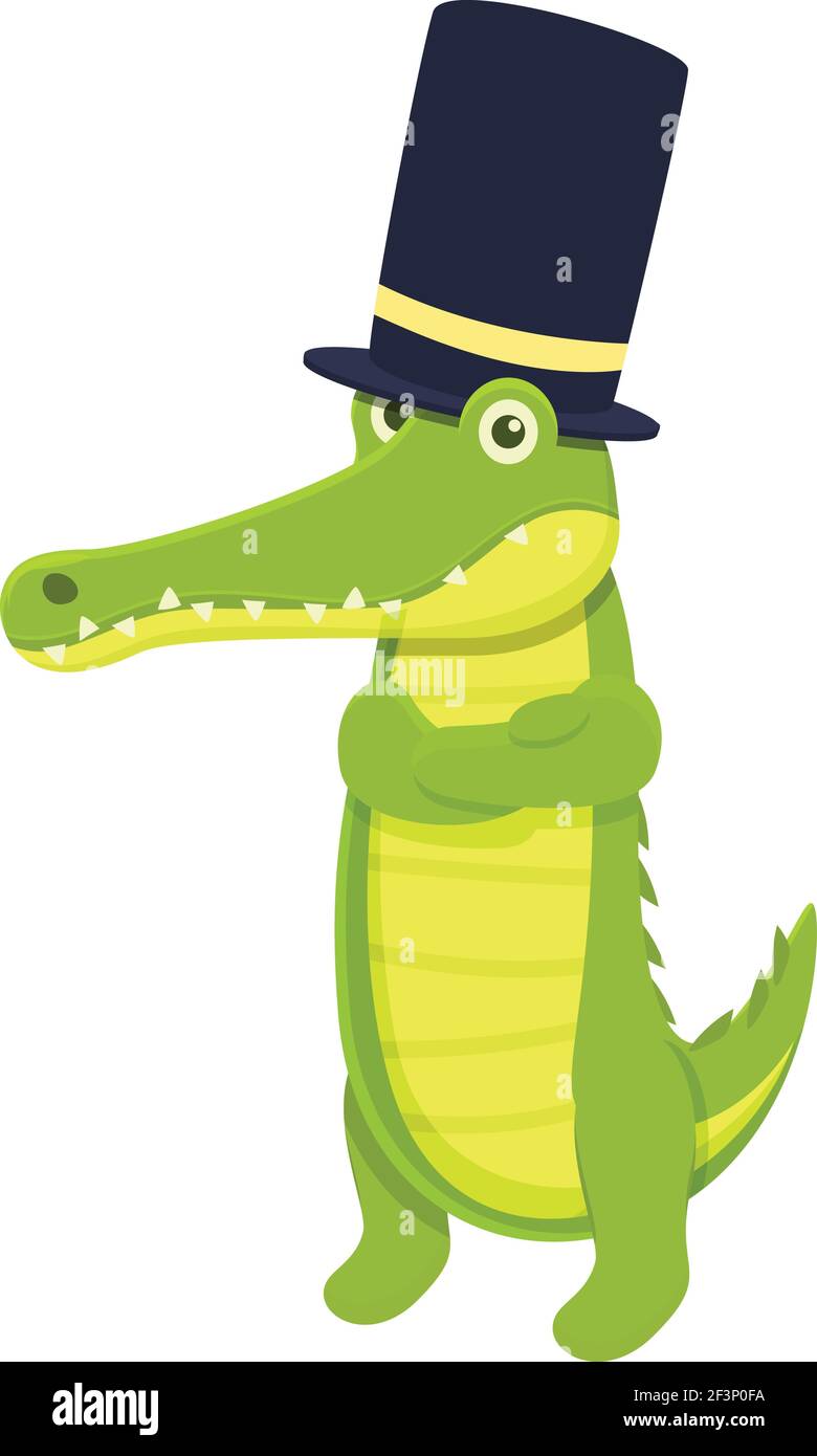 Top hat crocodile icon. Cartoon of Top hat crocodile vector icon for ...