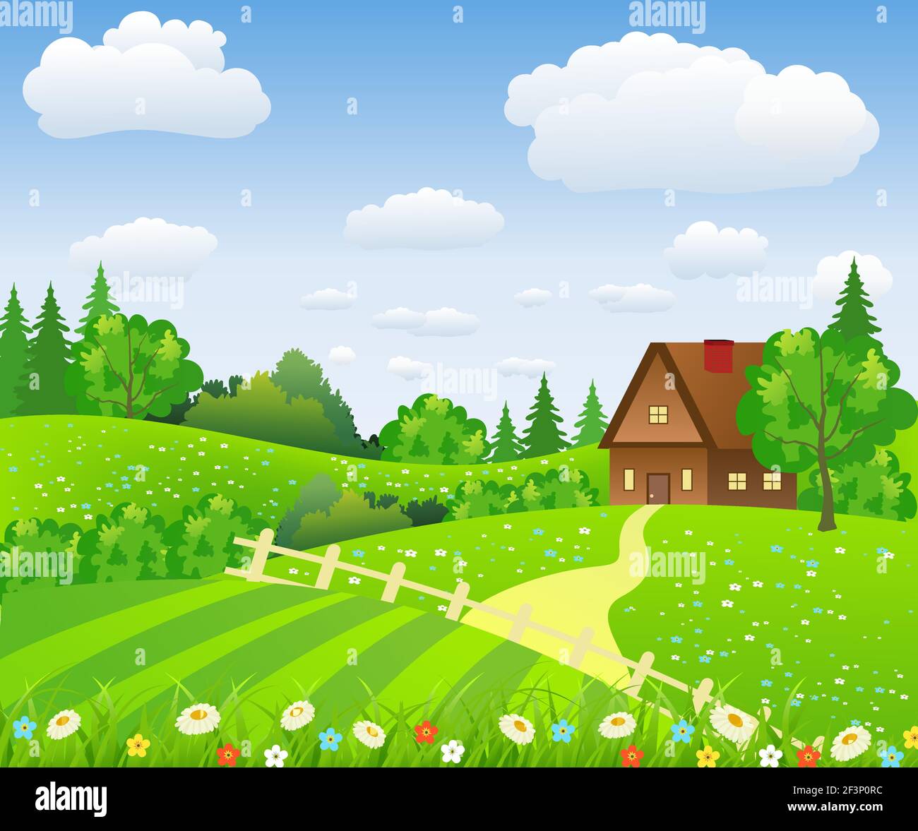 Rural landscape with fields and hills Stock Vector Image & Art - Alamy