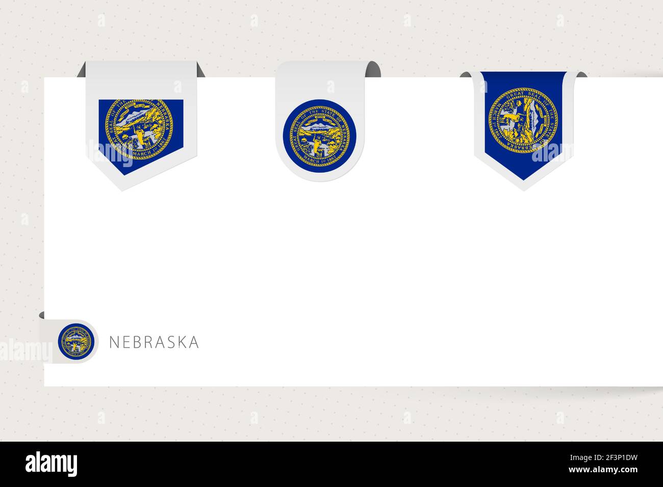 Label flag collection of US state Nebraska in different shape. Ribbon ...