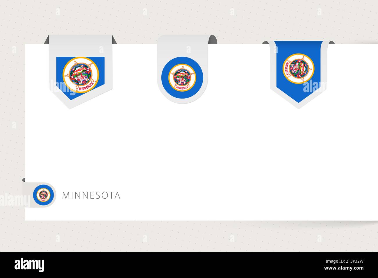 Label flag collection of US state Minnesota in different shape. Ribbon ...