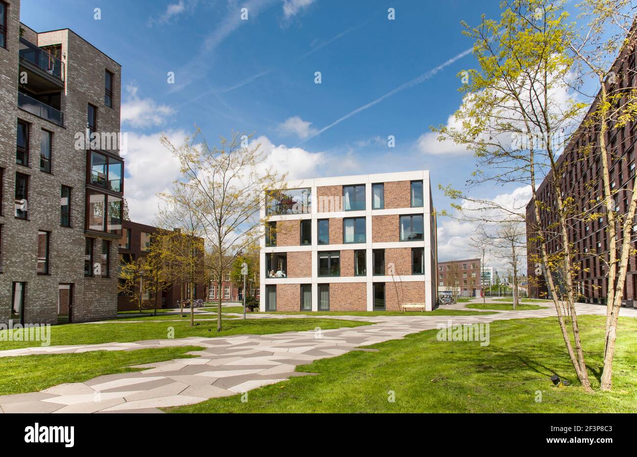 contemporary Dutch housing, The Funen Park, Amsterdam, The Netherlands Stock Photo