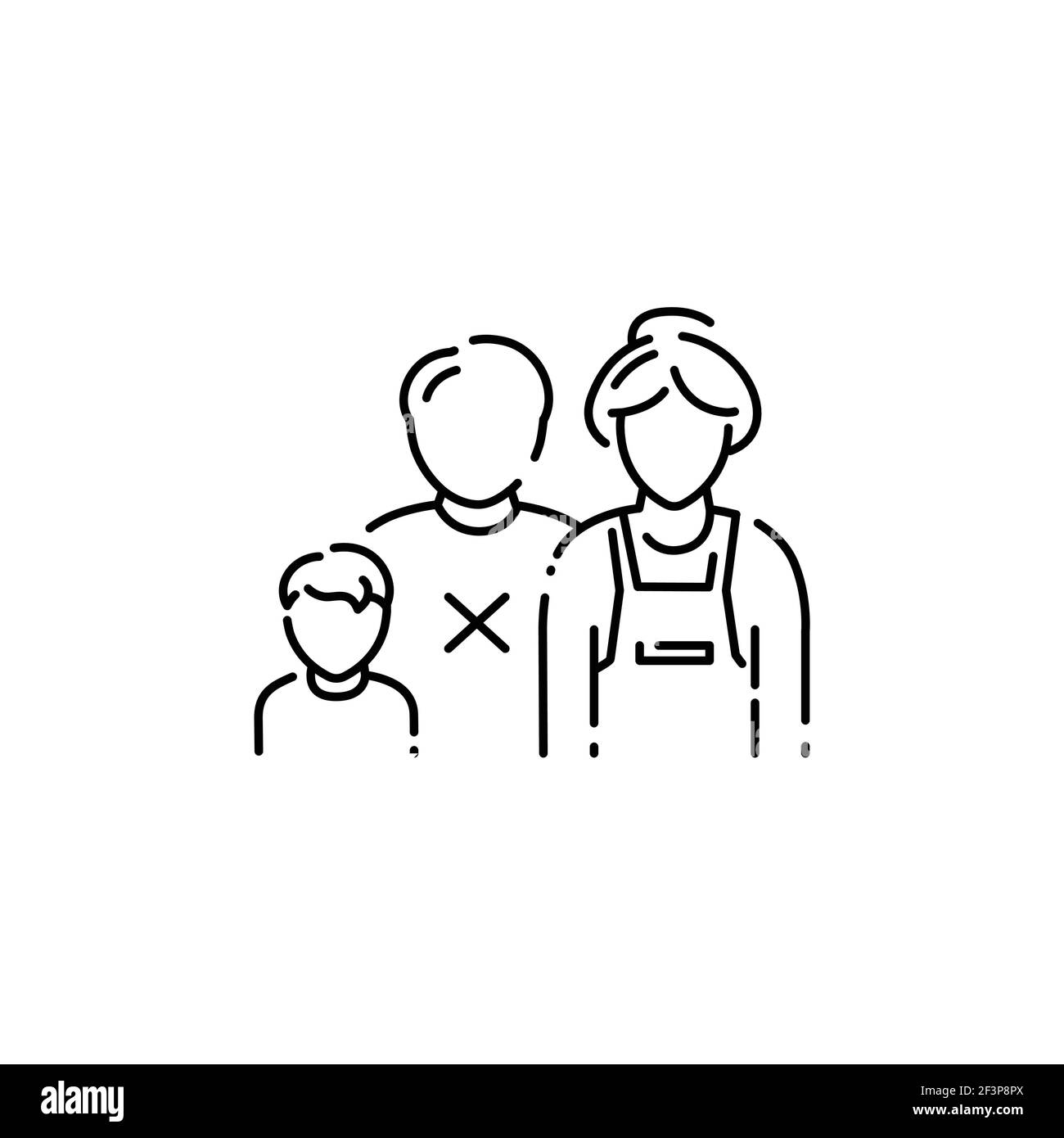 Single mother color line icon. Defective family. Sign for web page, mobile app, button, logo. Editable stroke Stock Vector