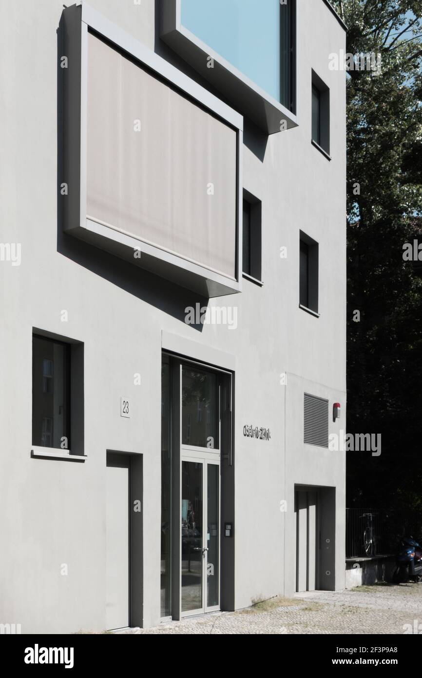 Passivhaus apartment building with gallery space, Berlin. Stock Photo