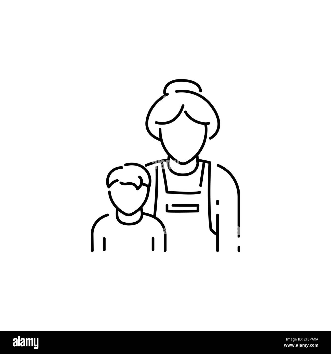 Single mother color line icon. Defective family. Sign for web page, mobile app, button, logo. Editable stroke Stock Vector