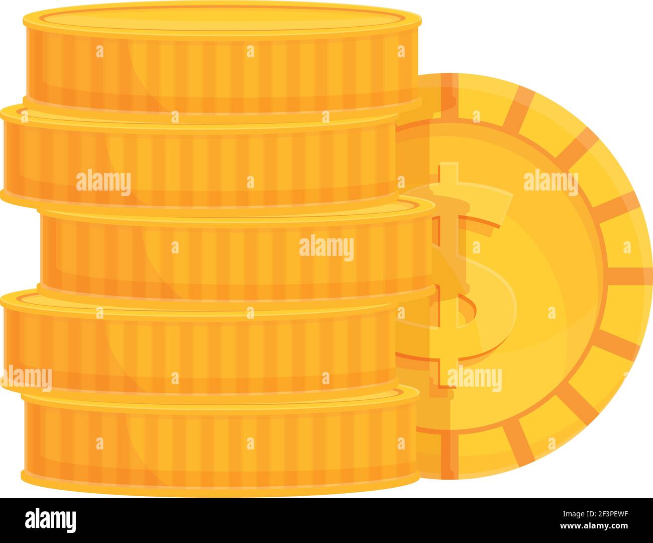 Dollar coin stack icon. Cartoon of Dollar coin stack vector icon for ...