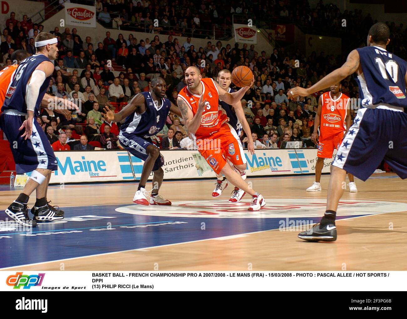 BASKET BALL - FRENCH CHAMPIONSHIP PRO A 2007/2008 - LE MANS (FRA) -  15/03/2008 - PHOTO : PASCAL ALLEE / HOT SPORTS / DPPI (13) PHILIP RICCI (Le  Mans Stock Photo - Alamy