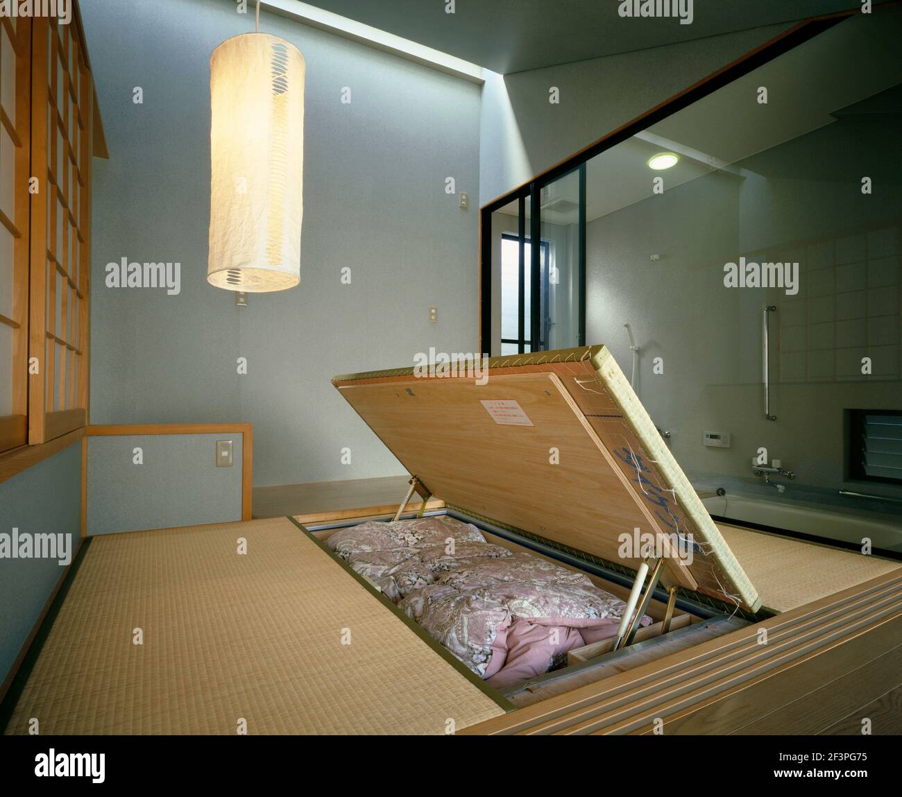 Japanese style bed with built in storage Stock Photo Alamy