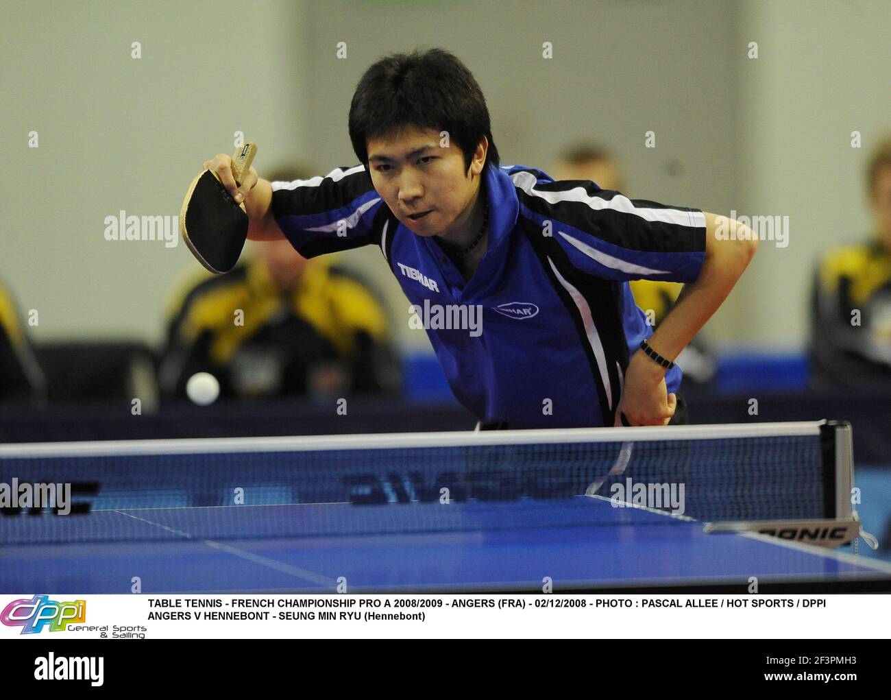 TABLE TENNIS - FRENCH CHAMPIONSHIP PRO A 2008/2009 - ANGERS (FRA) - 02/12/2008 - PHOTO : PASCAL ALLEE / HOT SPORTS / DPPI ANGERS V HENNEBONT - SEUNG MIN RYU (Hennebont) Stock Photo