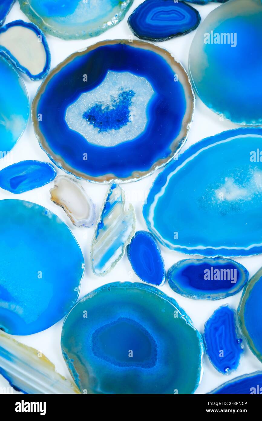 Agates stone big set.agate blue .blue Agate geode crystal. slices of