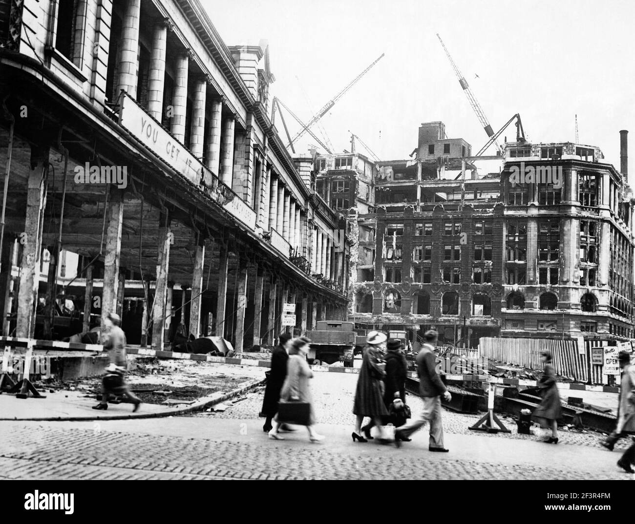 GREAT CHARLOTTE STREET, Liverpool. View of bomb damage and pedestrians