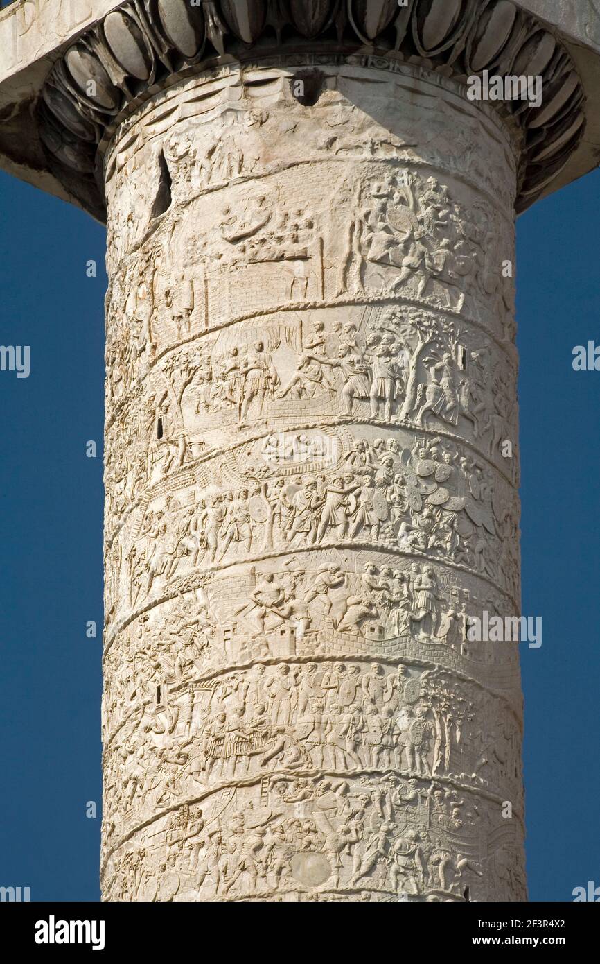 Relief Column Triumphal Trajan's Column, with a spiral bas relief, in Trajan's Forum ...