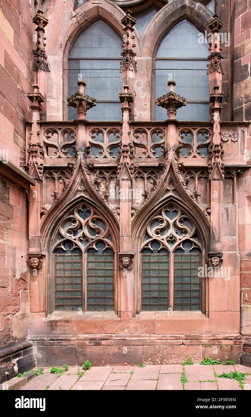 Gothic windows in the nave at Freiburg Minster, Freiburg, Germany Stock Photo
