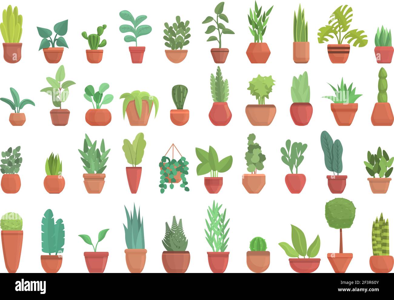 Plants icons set. Cartoon set of plants vector icons for web design ...