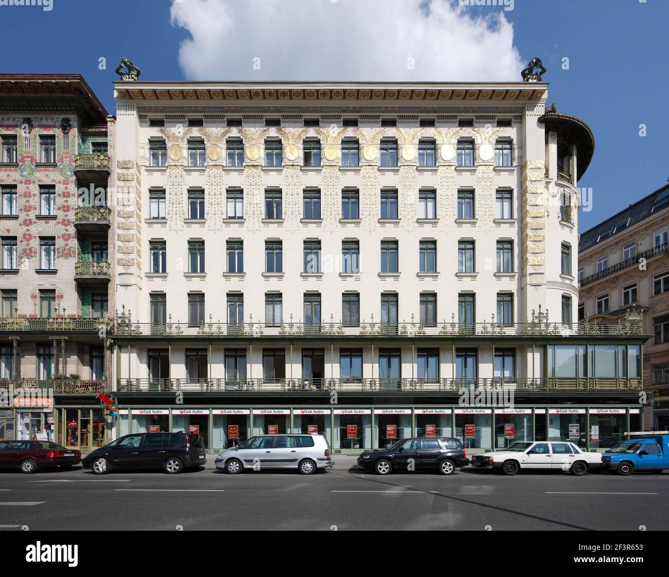 Gold medallions, iron balconies on art nouveau apartment house, Otto ...