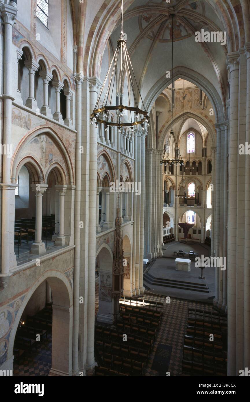 Nave of the Catholic Cathedral of Limburg, Germany. Stock Photo