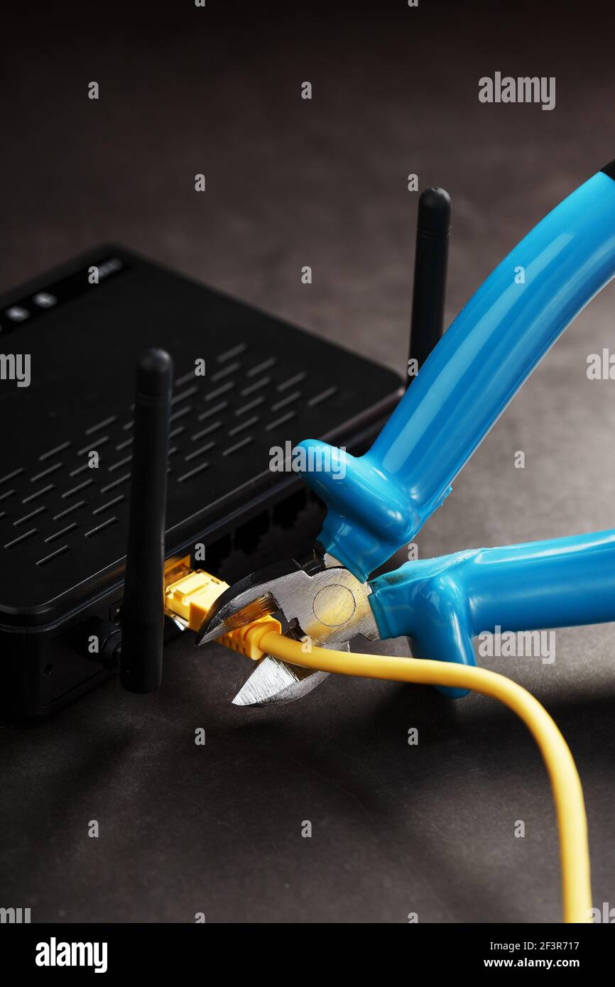 Cutting and disconnecting the network connection with cutting