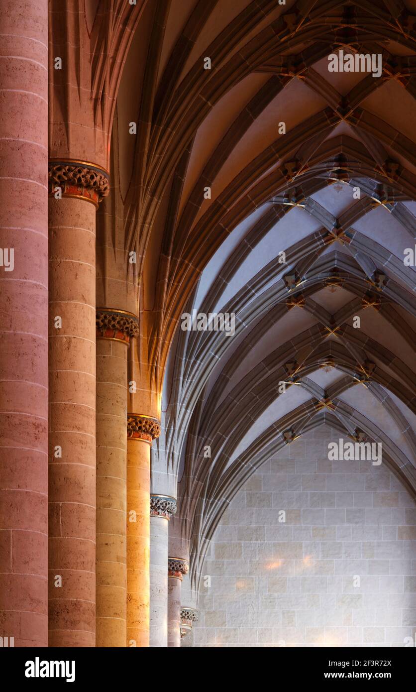 Detail of decorative main entrance to Ulm Minster Church located in Ulm