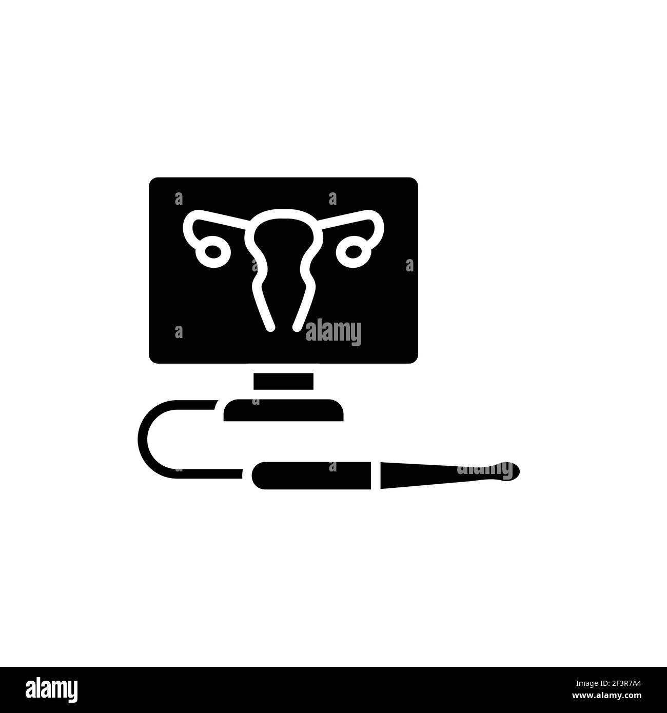 Ultrasonic diagnostic female reproductive system line icon. Outline pictogram for web page. Stock Vector