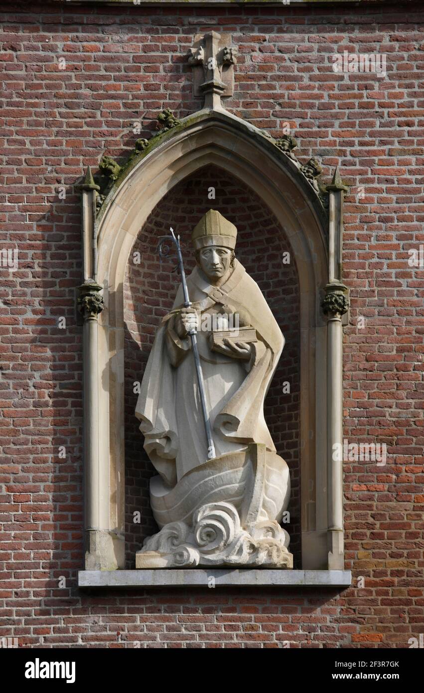 Statue of a religious figure in Moyland Castle, located Bedburg-Hau, Germany Stock Photo