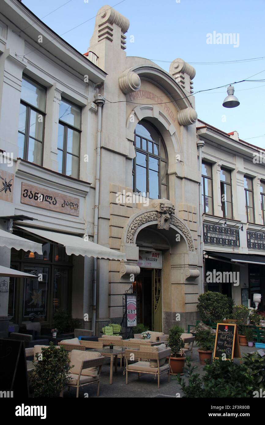 Mantashev Lanes, early 20th-century iconic Art Nouveau building used to house retail establishments, Tbilisi, Georgia Stock Photo