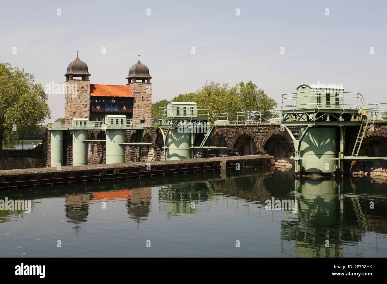 Disused shaft lock from 1912 in Waltrop Lock Park (Schleusenpark) on the Dortmund-Ems Canal in Waltrop-Oberwiese, Germany. Stock Photo