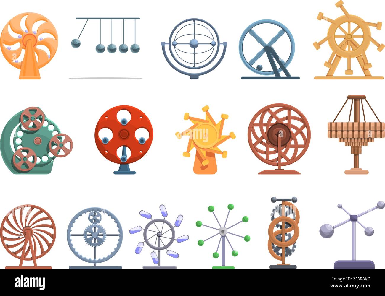 Perpetual motion icons set. Cartoon set of perpetual motion vector icons for web design Stock Vector