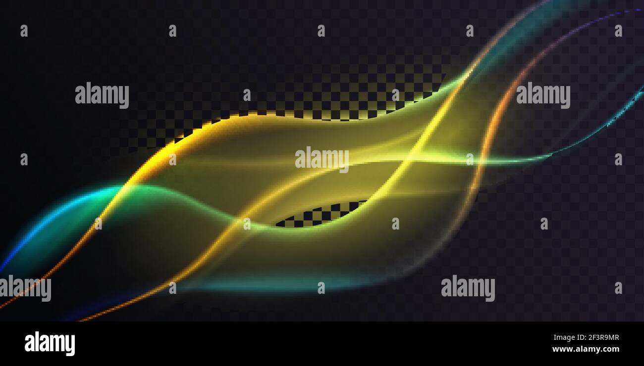 Gradient green neon color wave, abstract light effect, dynamic soft