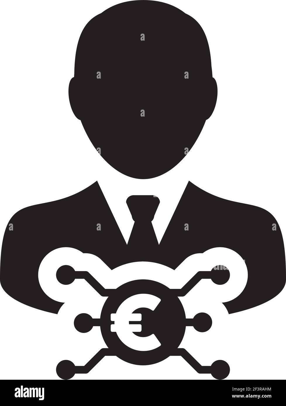 Coin icon vector digital euro currency with male user person profile ...