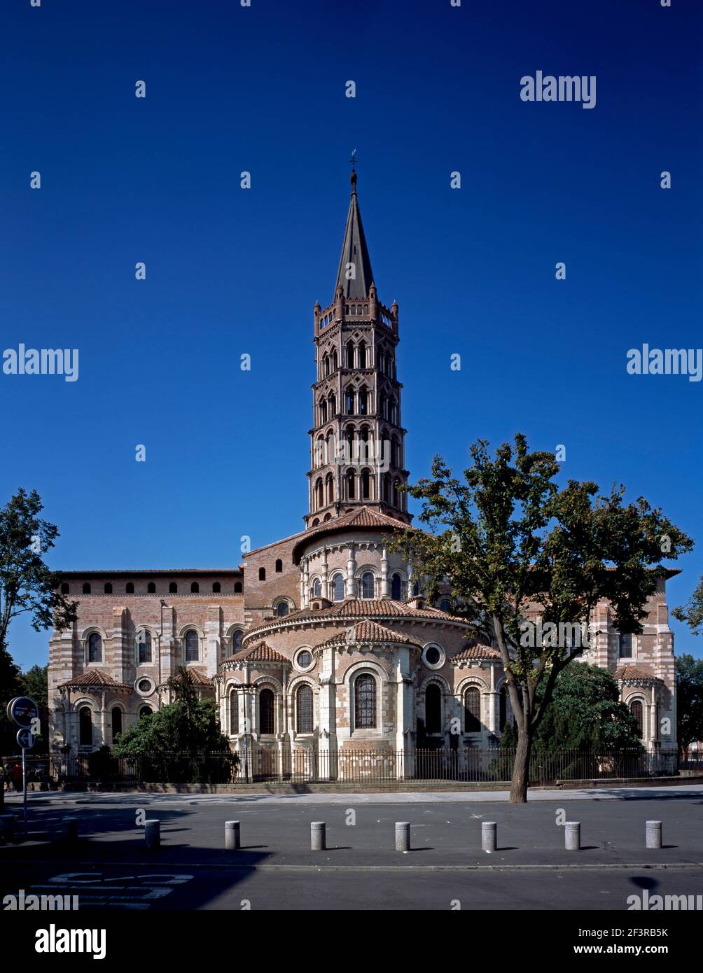 Choir, Transept and tower from Romanesque Basilica of St. Sernin, Toulouse, now a World Heritage Site, France. Stock Photo
