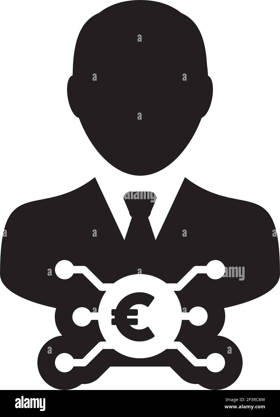 Coin icon vector digital euro currency with male user person profile ...