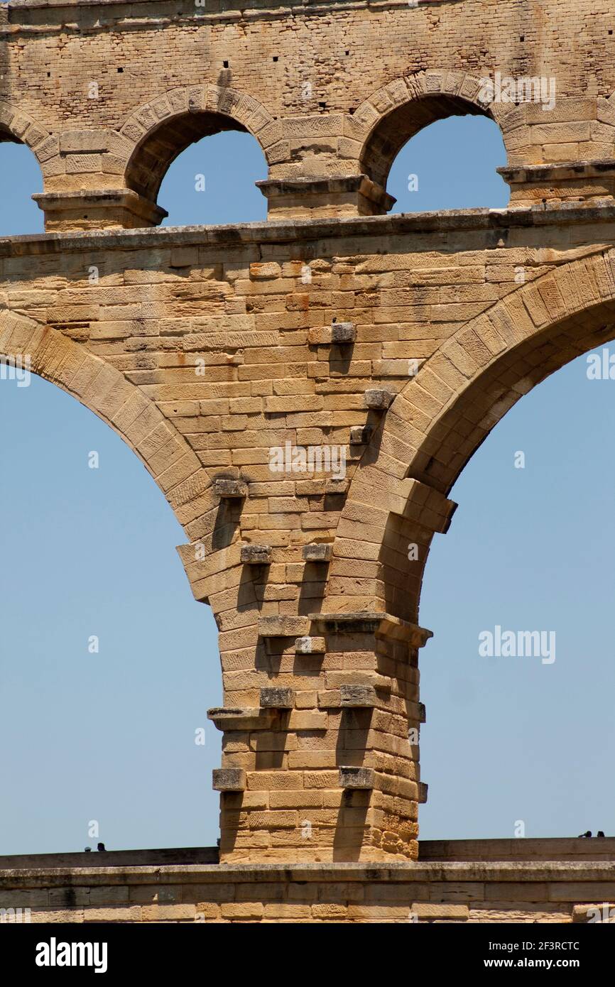 Rˆmischer Aq‰dukt, 1. Jhd. n. Chr., Nimes, Pont du Gard Stock Photo