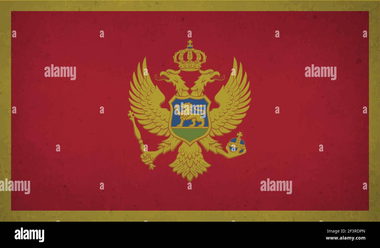 Montenegro flag with waving grunge texture. Vector background. Stock Vector