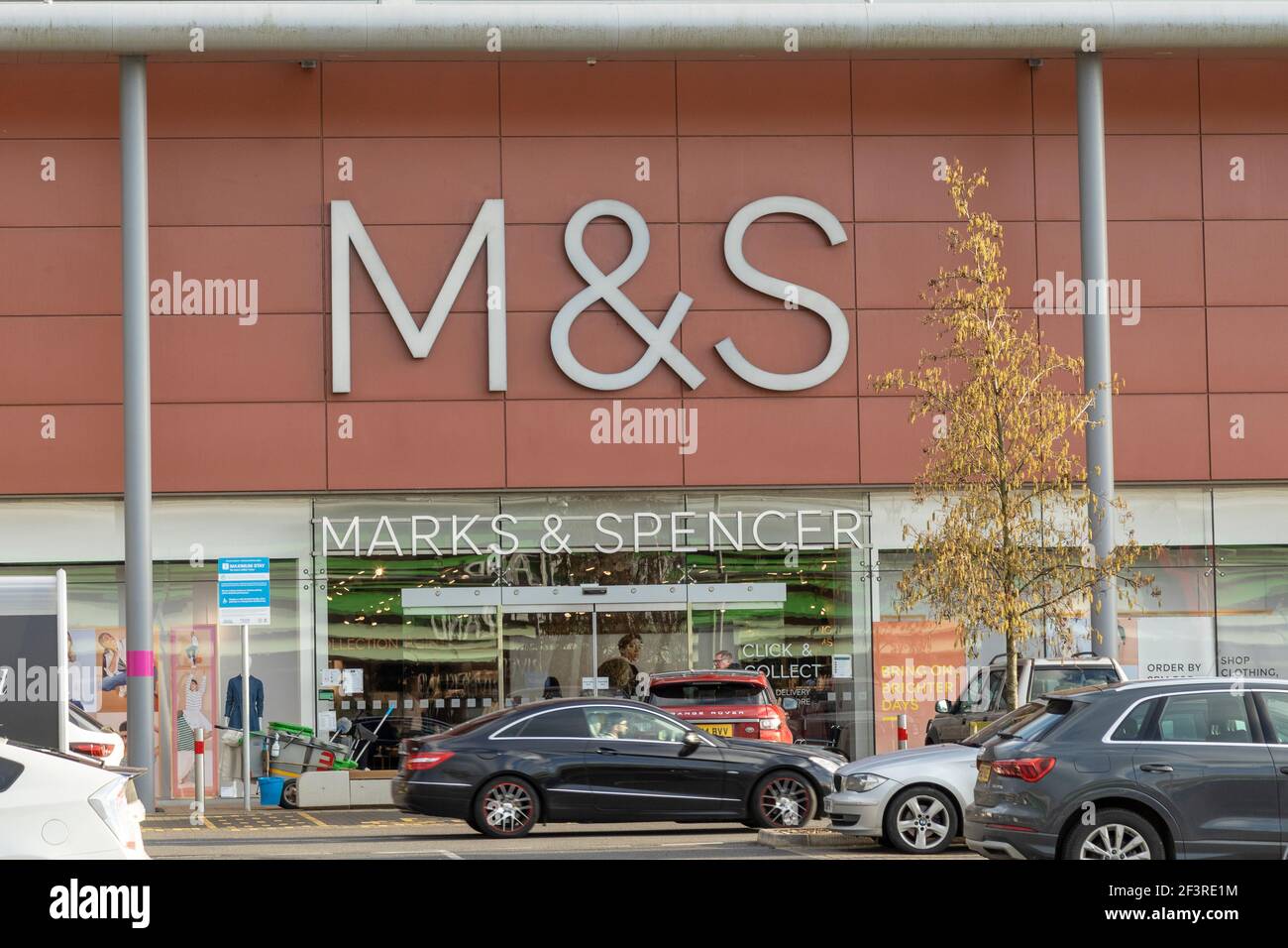 A large Marks & Spencer store logo at a shopping centre Stock Photo