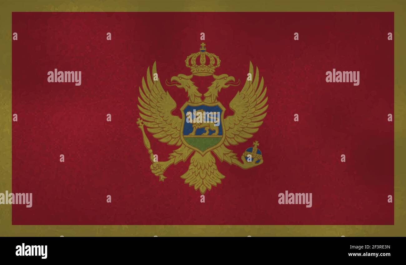 Montenegro flag with waving grunge texture. Vector background. Stock Vector