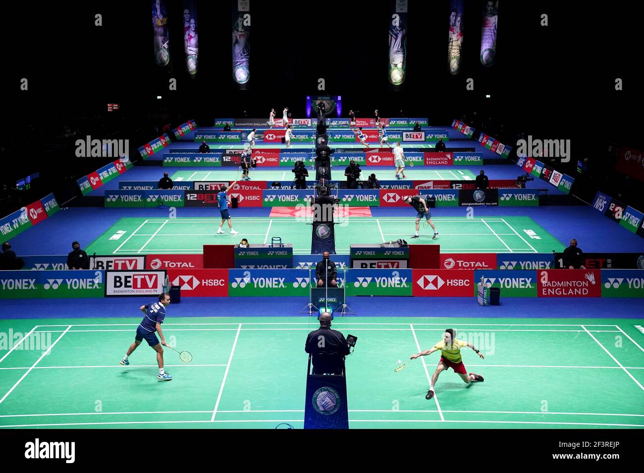 A general view of action during day one of the YONEX All England Open Badminton Championships at Utilita Arena Birmingham