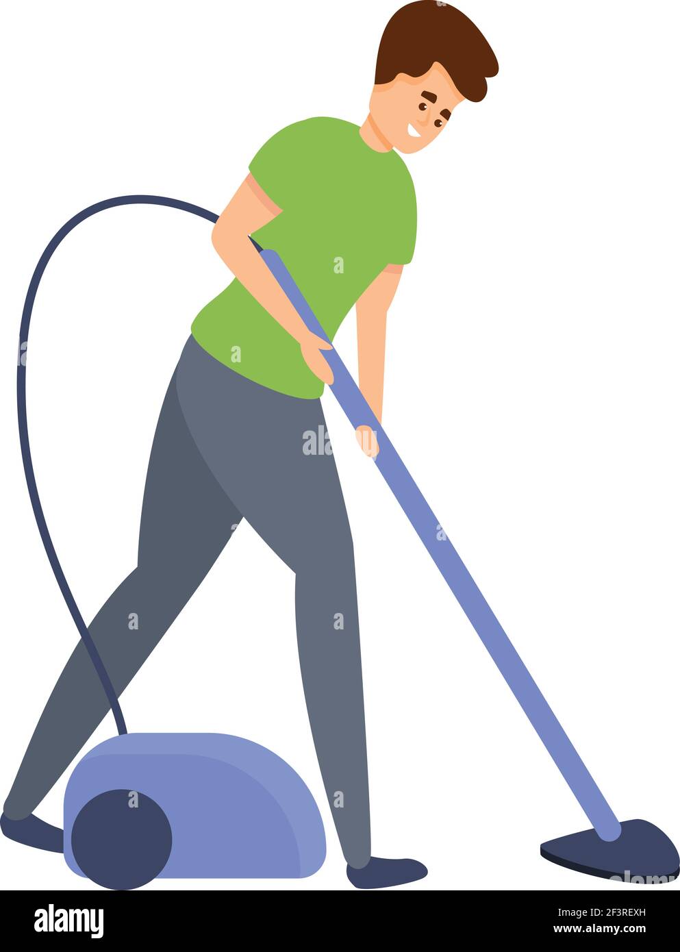 Boy use vacuum cleaner icon. Cartoon of Boy use vacuum cleaner vector