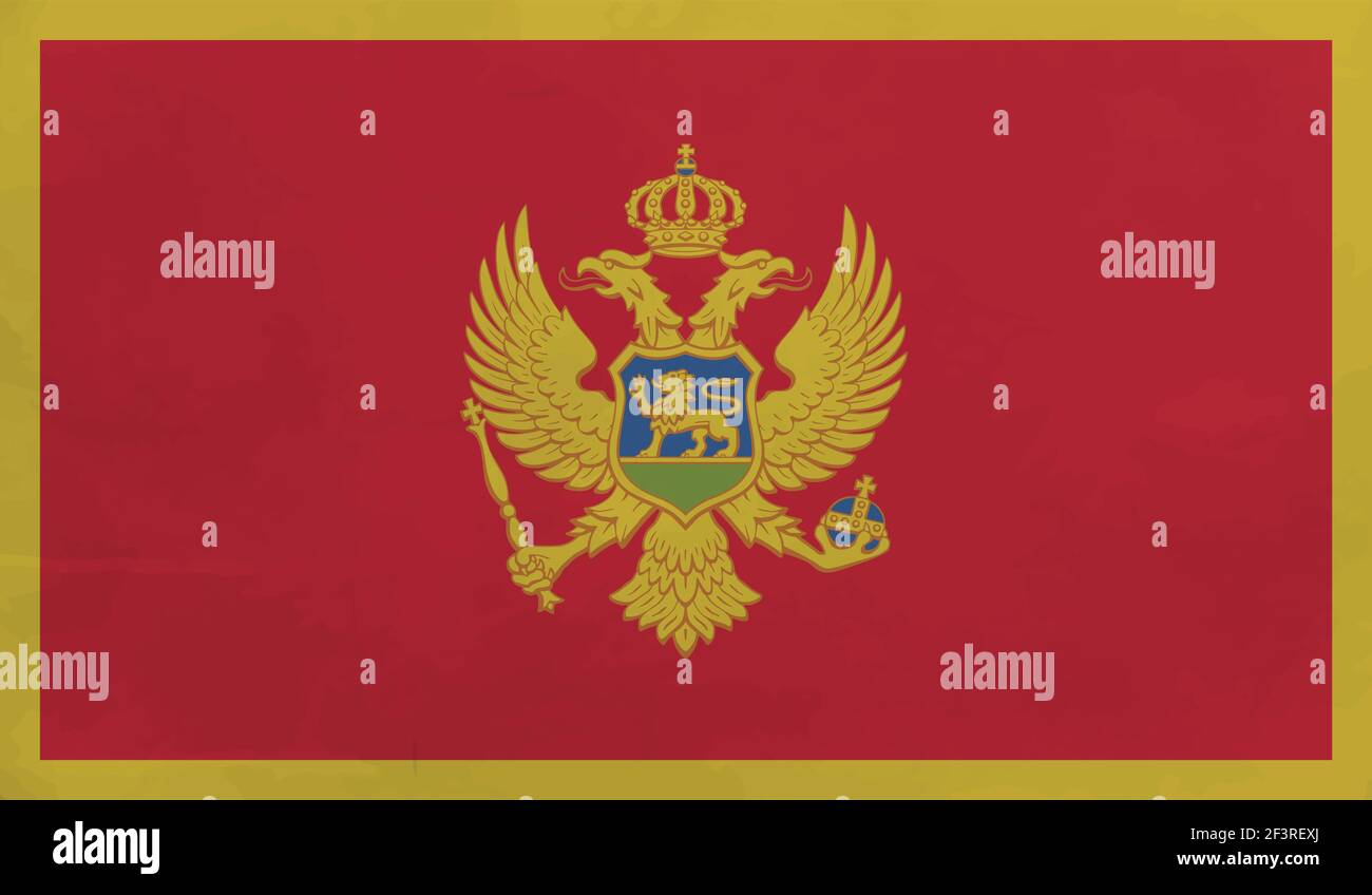 Montenegro flag with waving grunge texture. Vector background. Stock Vector