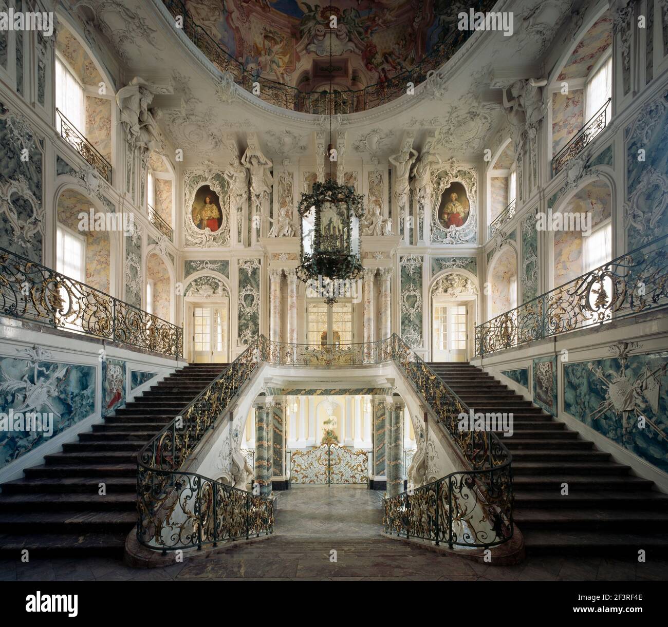 Ornate, baroque grand staircase, Augustusburg palace, Bruhl, Germany