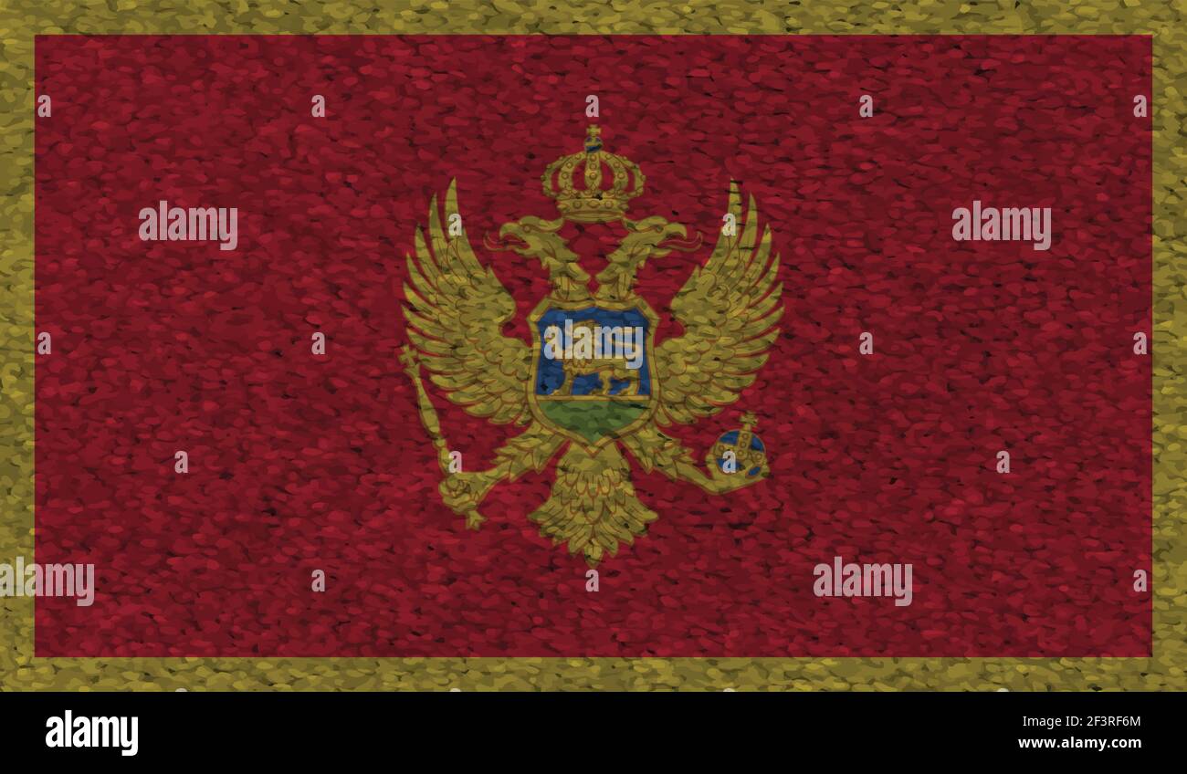 Montenegro flag with waving grunge texture. Vector background. Stock Vector