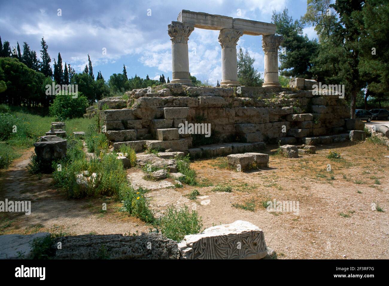 Peloponnese Greece Temple Of Octavia Ancient Corinth Stock Photo