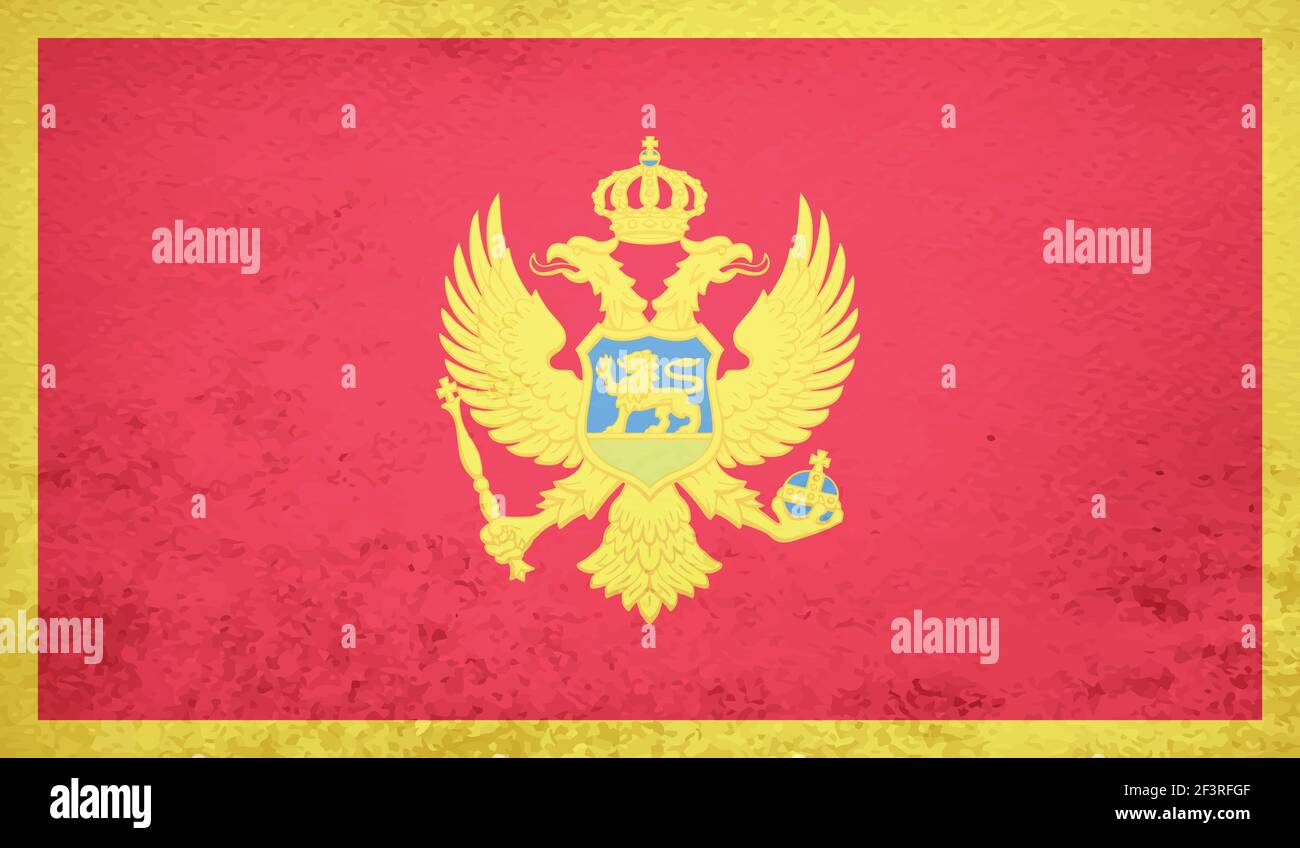 Montenegro flag with waving grunge texture. Vector background. Stock Vector