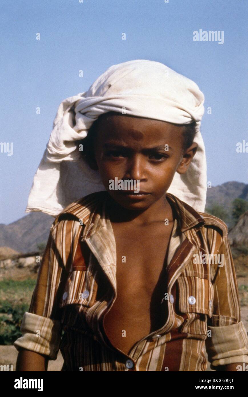 Portrait of Boy of African Descent Tihama Yemen Stock Photo